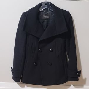Babaton XXS Wool & Cashmere Pea Coat Double Breasted